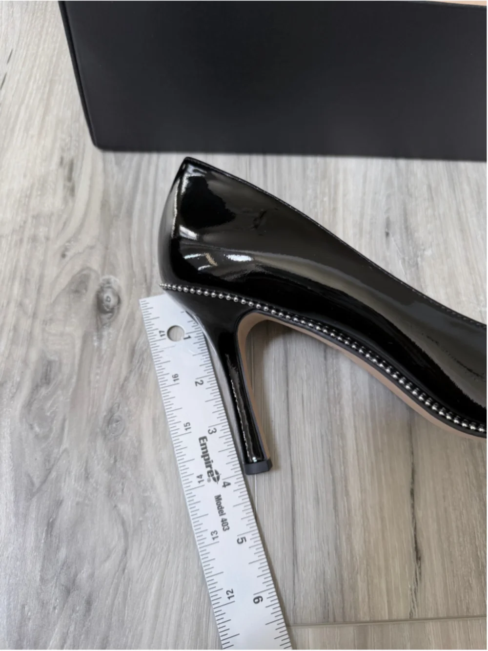 Coach Samantha Patent Leather Pumps Black Pointed Toe Studded Heels 9.5B NIB
